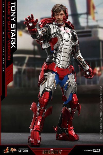 Коллекционная фигурка Железный Человек Hot Toys Iron Man 2 Movie Masterpiece Action Figure 1/6 Tony Stark (Mark V Suit Up Version) 31 cm AFHOT148 фото