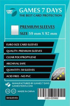 Протектори Games7Days (59 x 92 мм) Premium Euro Size (50 шт) prot12 фото