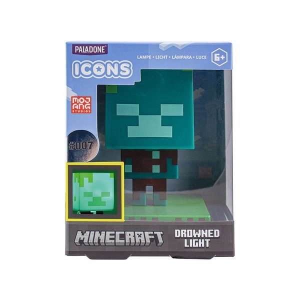 Лампа Paladone Minecraft Icon Light Drowned Zombie 11 cm lamp7341 фото