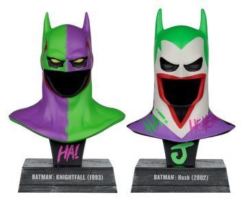 Коллекционный набор мини-реплик McFarlane Toys DC Direct 1/3 &mdash; Batman Cowls 2-Pack: Hush & Knightfall (Jokerized) Gold Label 18 см MCF17949 фото