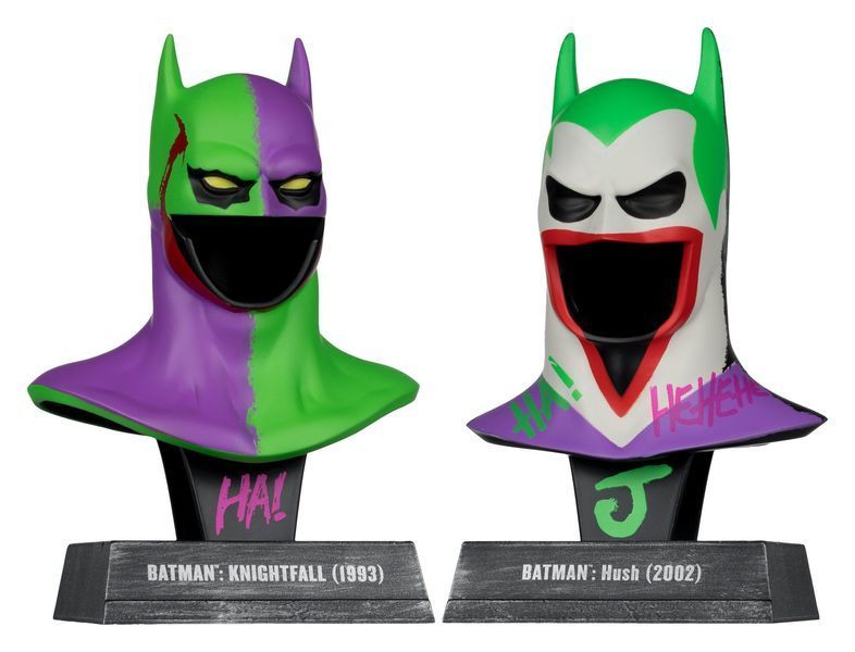 Коллекционный набор мини-реплик McFarlane Toys DC Direct 1/3 &mdash; Batman Cowls 2-Pack: Hush & Knightfall (Jokerized) Gold Label 18 см MCF17949 фото
