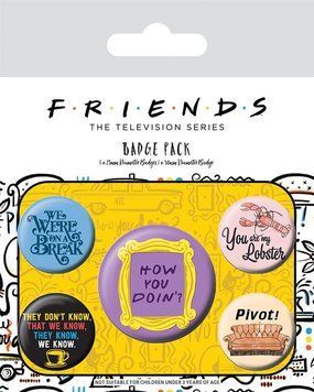 Набір значків бейджів Друзі Friends Pin-Back Buttons 5-Pack Quotes bdg003 фото