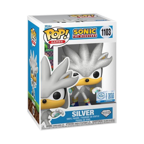 Колекційна фігурка Funko Sonic The Hedgehog POP! Games Vinyl Figure Silver The Hedgehog (FL) 9 cm AF2270 фото