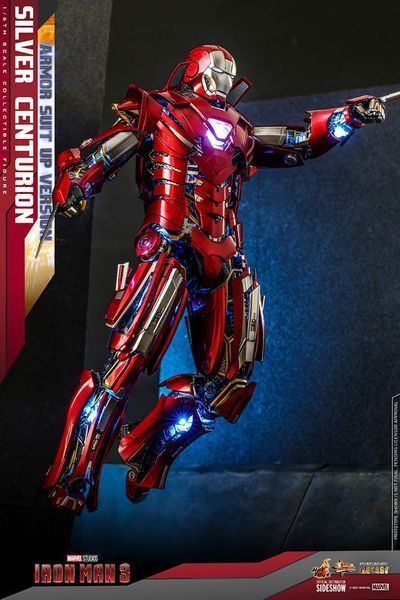 Колекційна фігурка Hot Toys Iron Man 3 Movie Masterpiece Action Figure 1/6 Silver Centurion (Armor Suit Up Version) 32 cm AFHOT149 фото