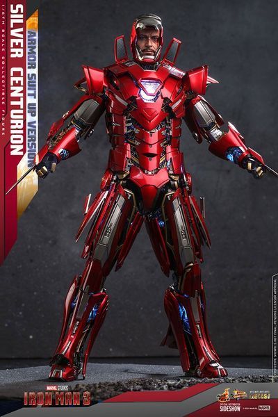 Колекційна фігурка Hot Toys Iron Man 3 Movie Masterpiece Action Figure 1/6 Silver Centurion (Armor Suit Up Version) 32 cm AFHOT149 фото