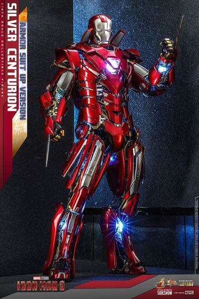 Колекційна фігурка Hot Toys Iron Man 3 Movie Masterpiece Action Figure 1/6 Silver Centurion (Armor Suit Up Version) 32 cm AFHOT149 фото