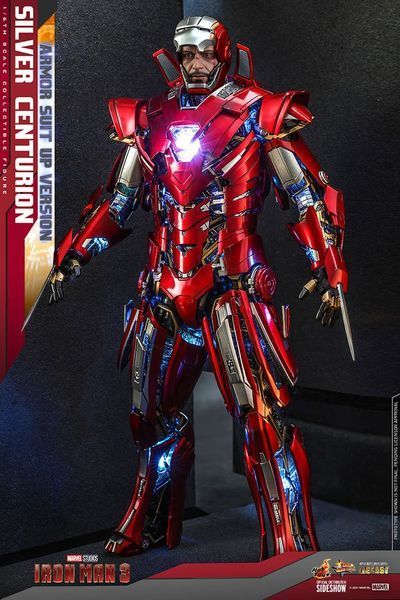 Колекційна фігурка Hot Toys Iron Man 3 Movie Masterpiece Action Figure 1/6 Silver Centurion (Armor Suit Up Version) 32 cm AFHOT149 фото