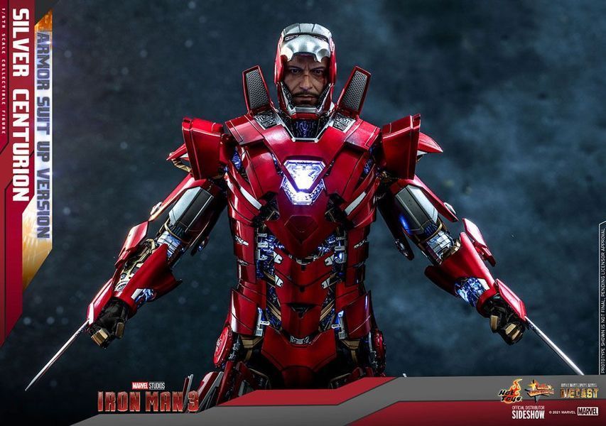 Колекційна фігурка Hot Toys Iron Man 3 Movie Masterpiece Action Figure 1/6 Silver Centurion (Armor Suit Up Version) 32 cm AFHOT149 фото