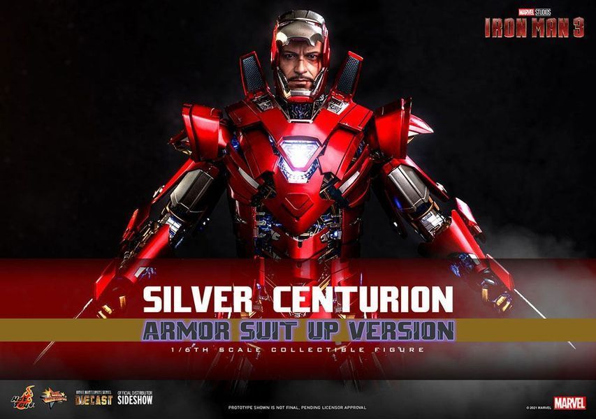 Колекційна фігурка Hot Toys Iron Man 3 Movie Masterpiece Action Figure 1/6 Silver Centurion (Armor Suit Up Version) 32 cm AFHOT149 фото