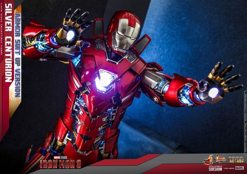 Колекційна фігурка Hot Toys Iron Man 3 Movie Masterpiece Action Figure 1/6 Silver Centurion (Armor Suit Up Version) 32 cm AFHOT149 фото
