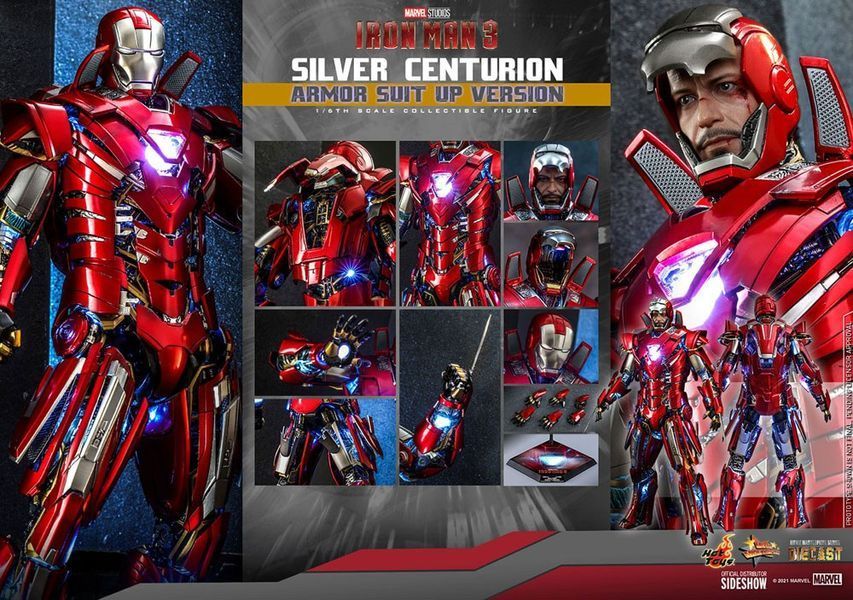Колекційна фігурка Hot Toys Iron Man 3 Movie Masterpiece Action Figure 1/6 Silver Centurion (Armor Suit Up Version) 32 cm AFHOT149 фото