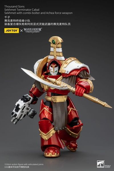 Колекційна фігурка Joy Toy Warhammer The Horus Heresy Action Figure 1/18 Thousand Sons Sekhmet Terminator Cabal Sekhmet with Combi-Bolter and Achea Force Weapon 14 cm AF7349 фото