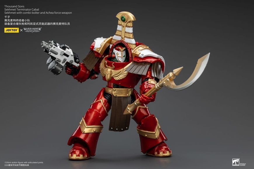 Колекційна фігурка Joy Toy Warhammer The Horus Heresy Action Figure 1/18 Thousand Sons Sekhmet Terminator Cabal Sekhmet with Combi-Bolter and Achea Force Weapon 14 cm AF7349 фото