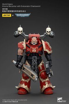Коллекционная фигурка Joy Toy Warhammer 40k Action Figure 1/18 World Eaters Khorne Berzerker with Eviscerator Chainsword 13 cm AF0560 фото