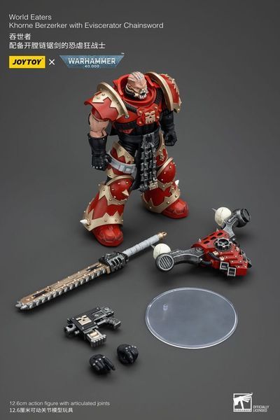 Колекційна фігурка Joy Toy Warhammer 40k Action Figure 1/18 World Eaters Khorne Berzerker with Eviscerator Chainsword 13 cm AF0560 фото