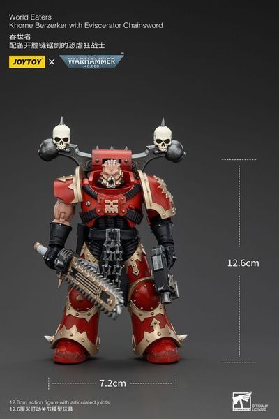 Колекційна фігурка Joy Toy Warhammer 40k Action Figure 1/18 World Eaters Khorne Berzerker with Eviscerator Chainsword 13 cm AF0560 фото