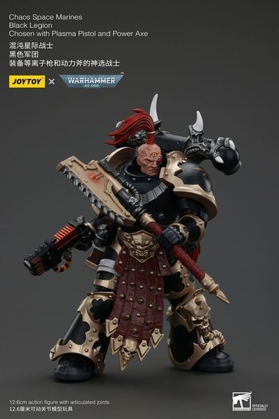 Колекційна фігурка Joy Toy Warhammer 40k Action Figure Chaos Space Marines Black Legion Chosen with Plasma Pistol and Power Axe 13 cm AF0959 фото