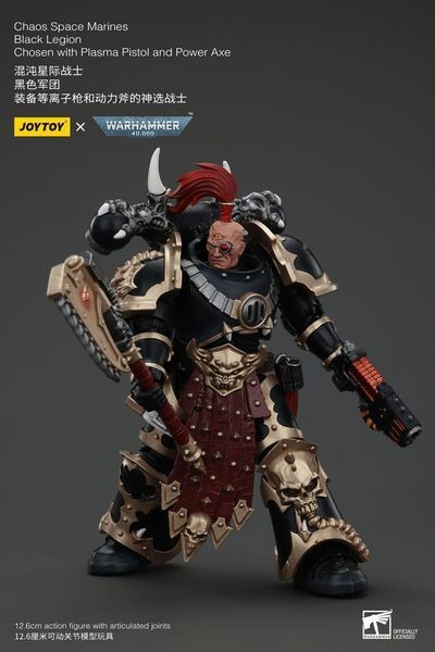 Колекційна фігурка Joy Toy Warhammer 40k Action Figure Chaos Space Marines Black Legion Chosen with Plasma Pistol and Power Axe 13 cm AF0959 фото