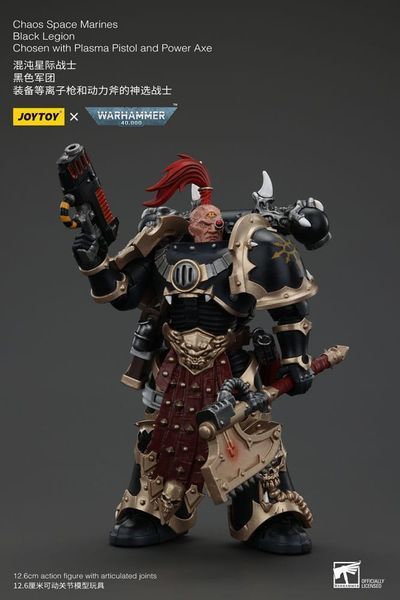 Колекційна фігурка Joy Toy Warhammer 40k Action Figure Chaos Space Marines Black Legion Chosen with Plasma Pistol and Power Axe 13 cm AF0959 фото