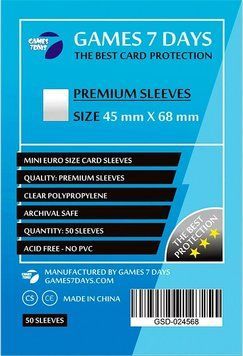 Протектори Games7Days (45 x 68 мм) Premium Mini Euro (50 шт) prot6 фото