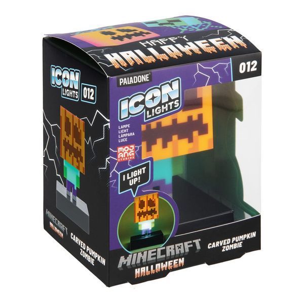 Лампа Paladone Minecraft Icons Light Zombie Jack O Lantern 10 cm lamp5663 фото