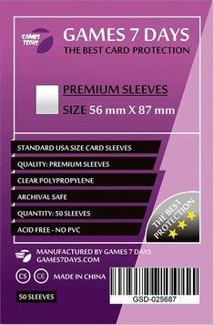 Протектори Games7Days (56 x 87 мм) Premium USA (50 шт) prot8 фото
