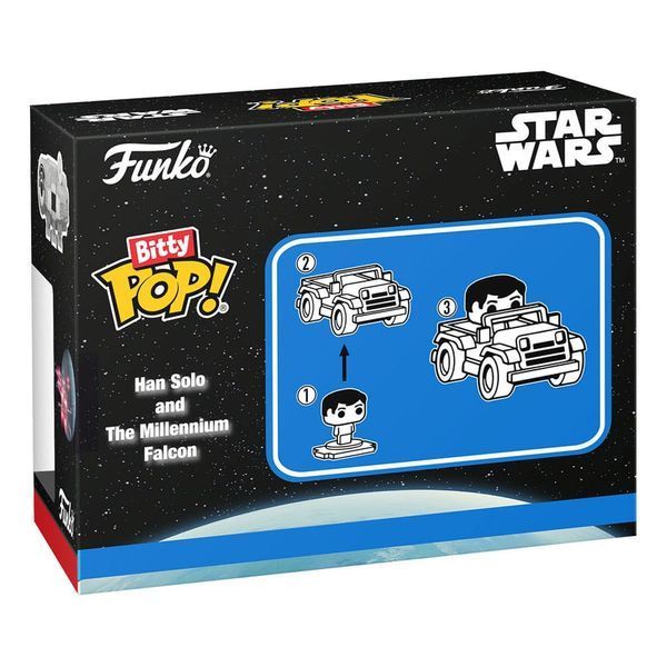 Коллекционная фигурка Funko Star Wars Bitty POP! Rides Vinyl Figure Display Han Solo w/Millenium Falcon 2,5 cm AF253 фото