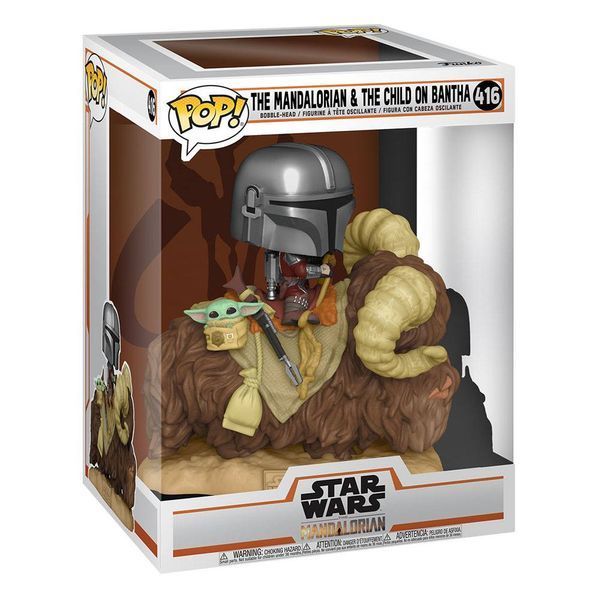 Коллекционная фигурка Funko Star Wars The Mandalorian POP! Deluxe Vinyl Figure Mandalorian на Wantha with Child in Bag 12 cm AF3738 фото